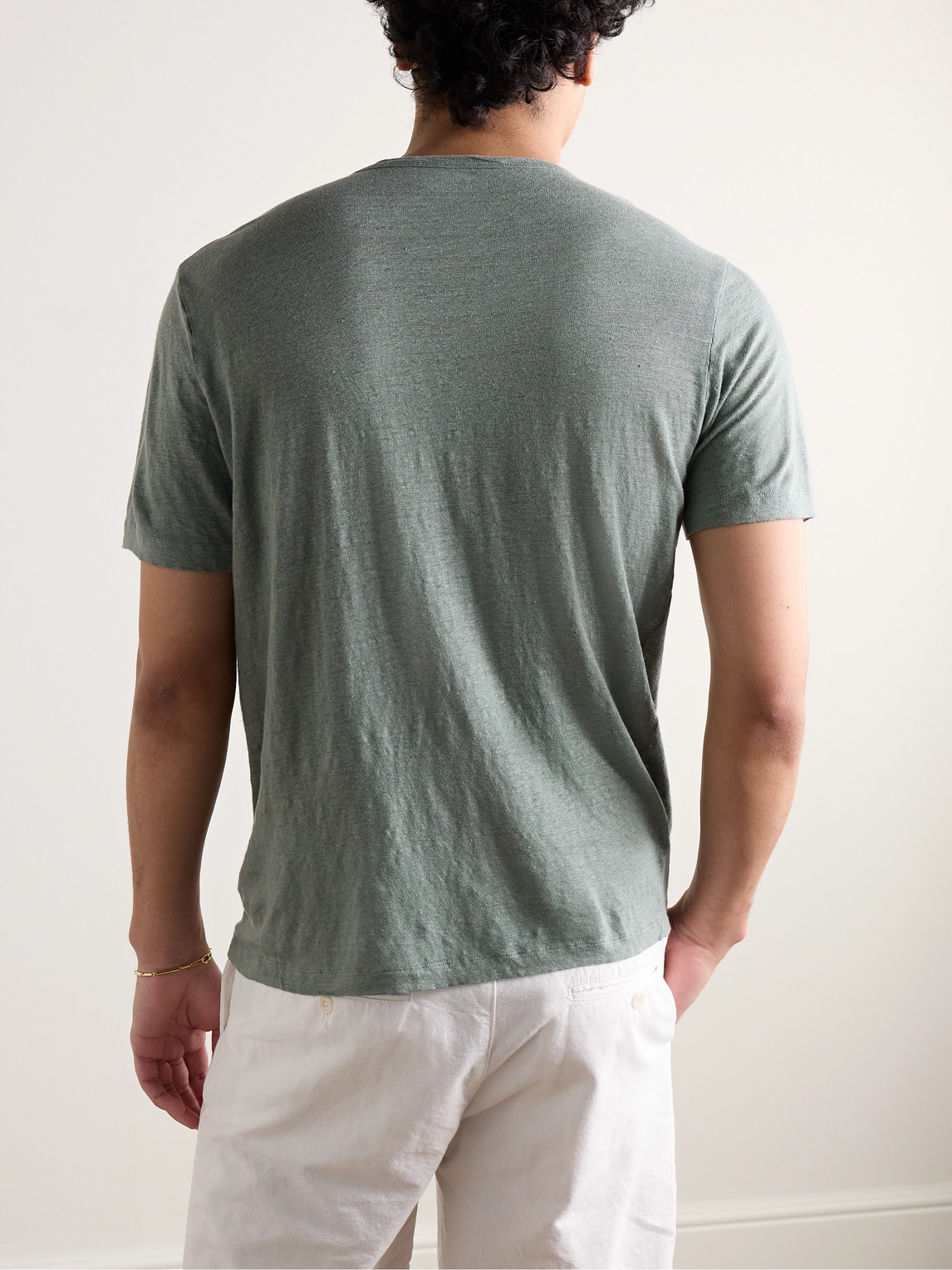 Shop Hartford Slub Linen T-shirt In Green