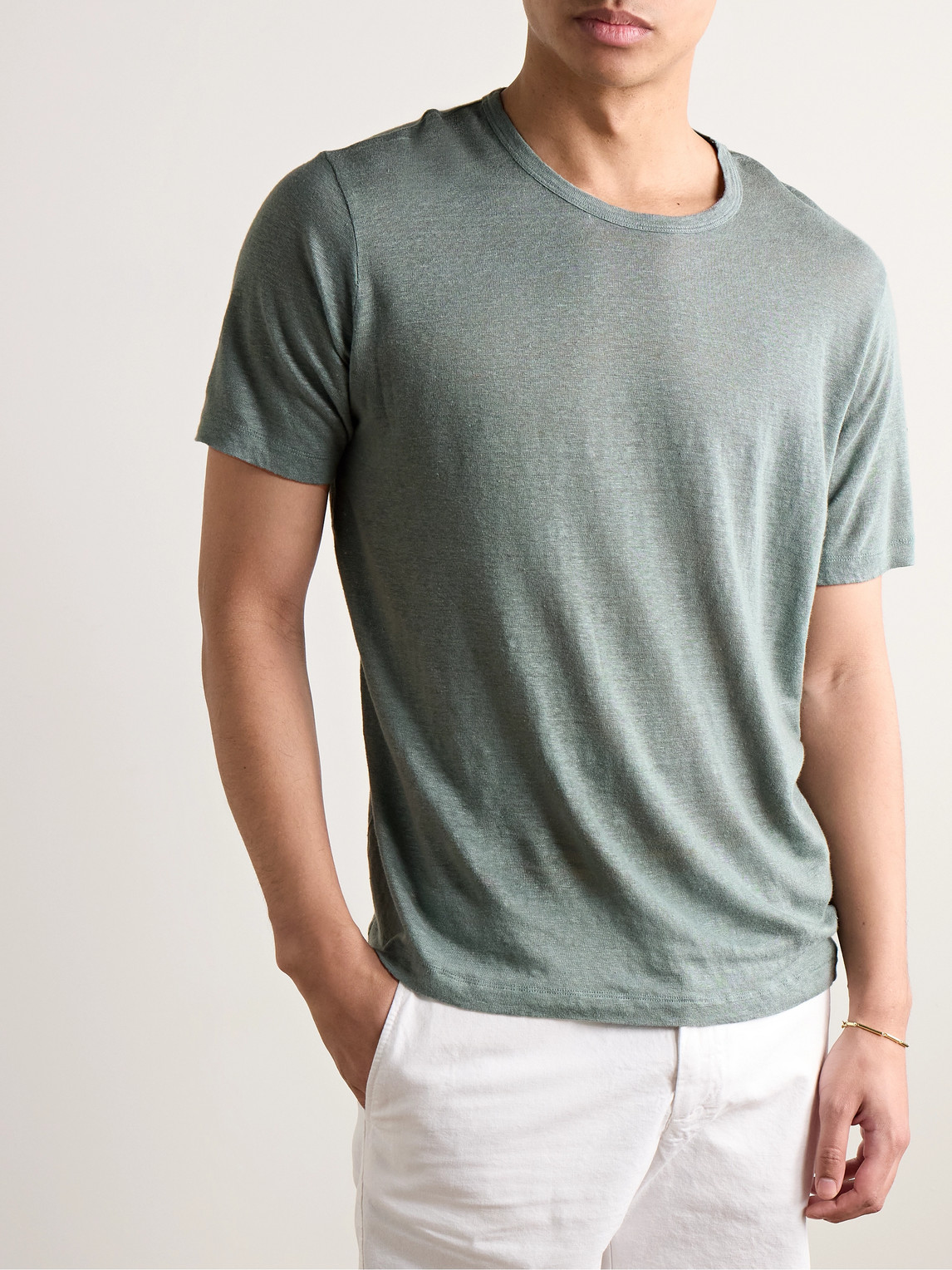 Shop Hartford Slub Linen T-shirt In Green