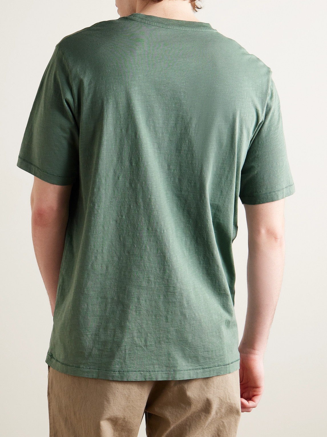 Shop Hartford Pocket Garment-dyed Slub Cotton-jersey T-shirt In Green