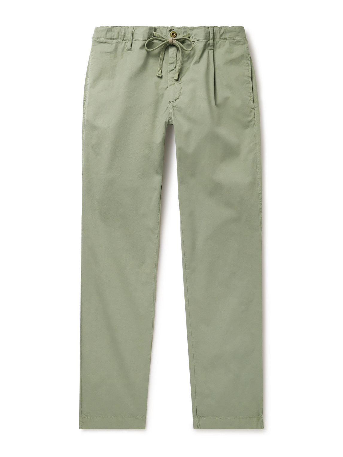 Hartford Tanker Slim-fit Straight-leg Cotton Drawstring Trousers In Green