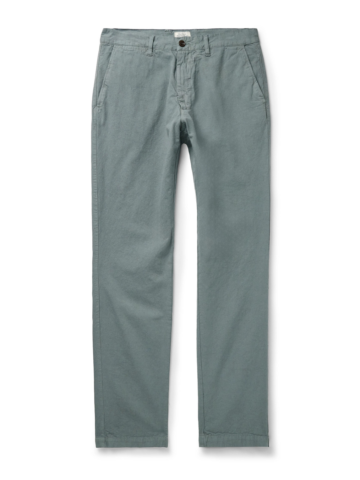 Hartford Tyron Slim-fit Straight-leg Cotton And Linen-blend Twill Trousers In Green