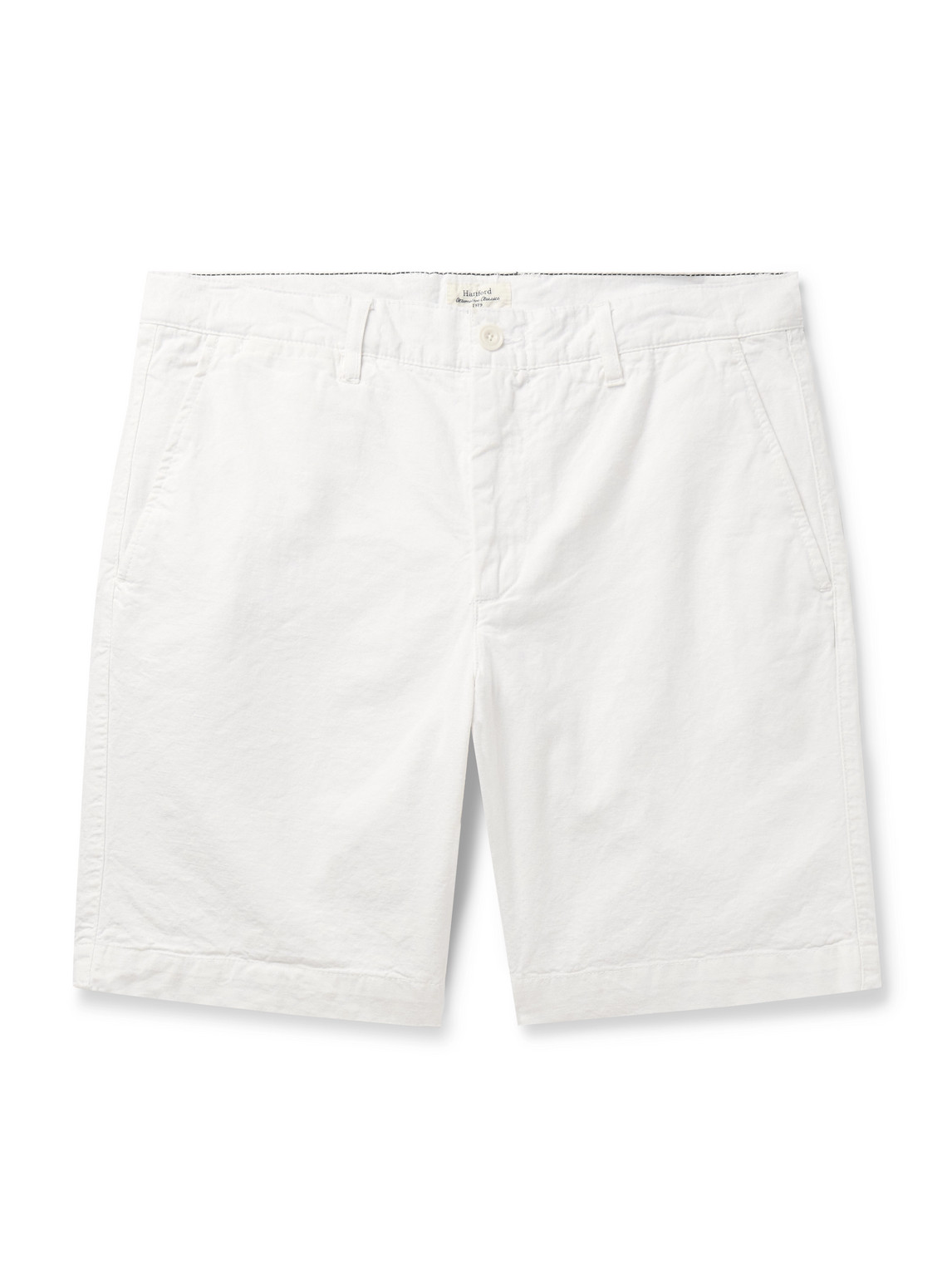 Hartford Byron Slim-fit Straight-leg Garment-dyed Cotton And Linen-blend Shorts In White