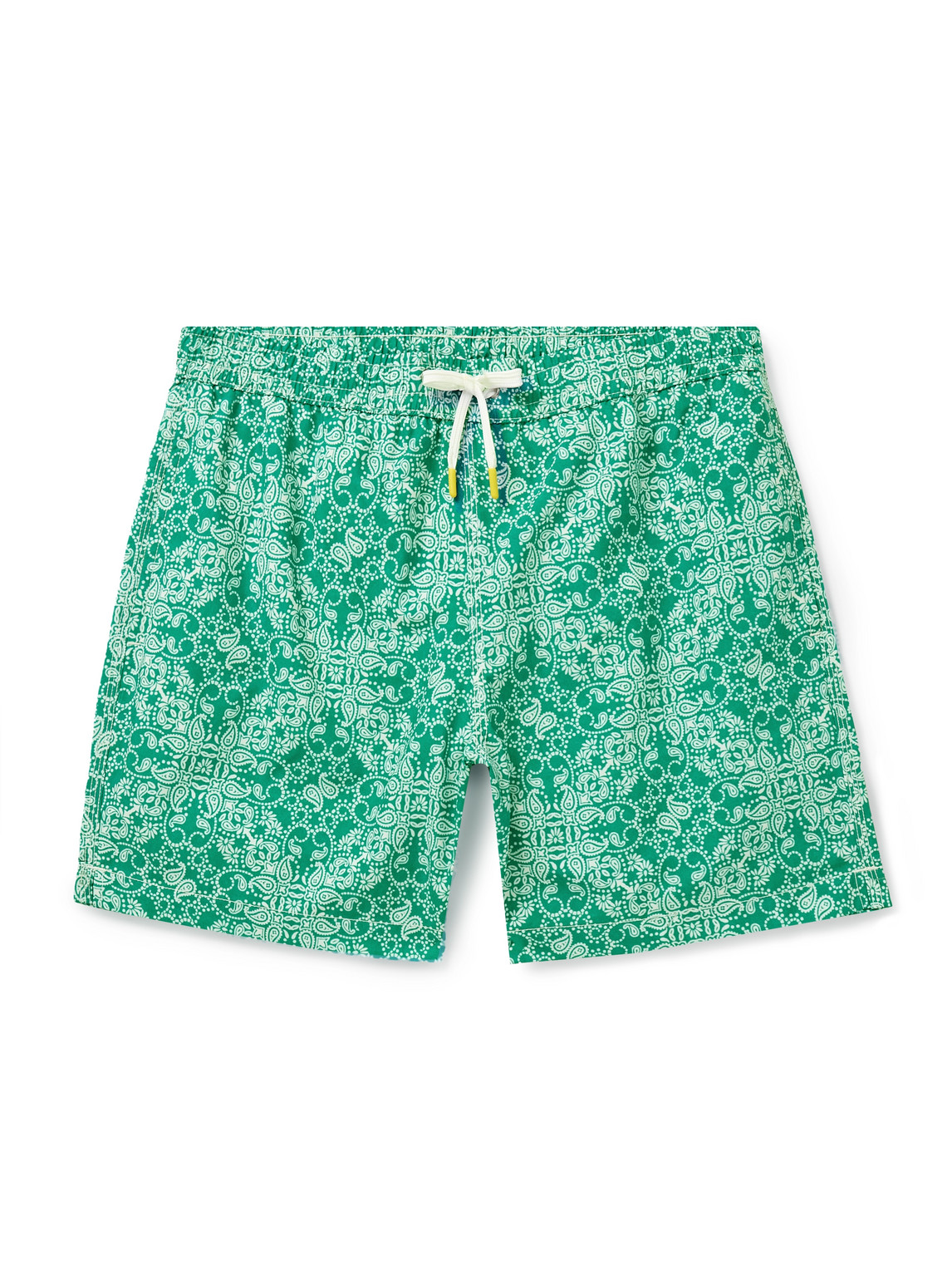 Hartford Straight-leg Mid-length Paisley-print Swim Shorts In Green