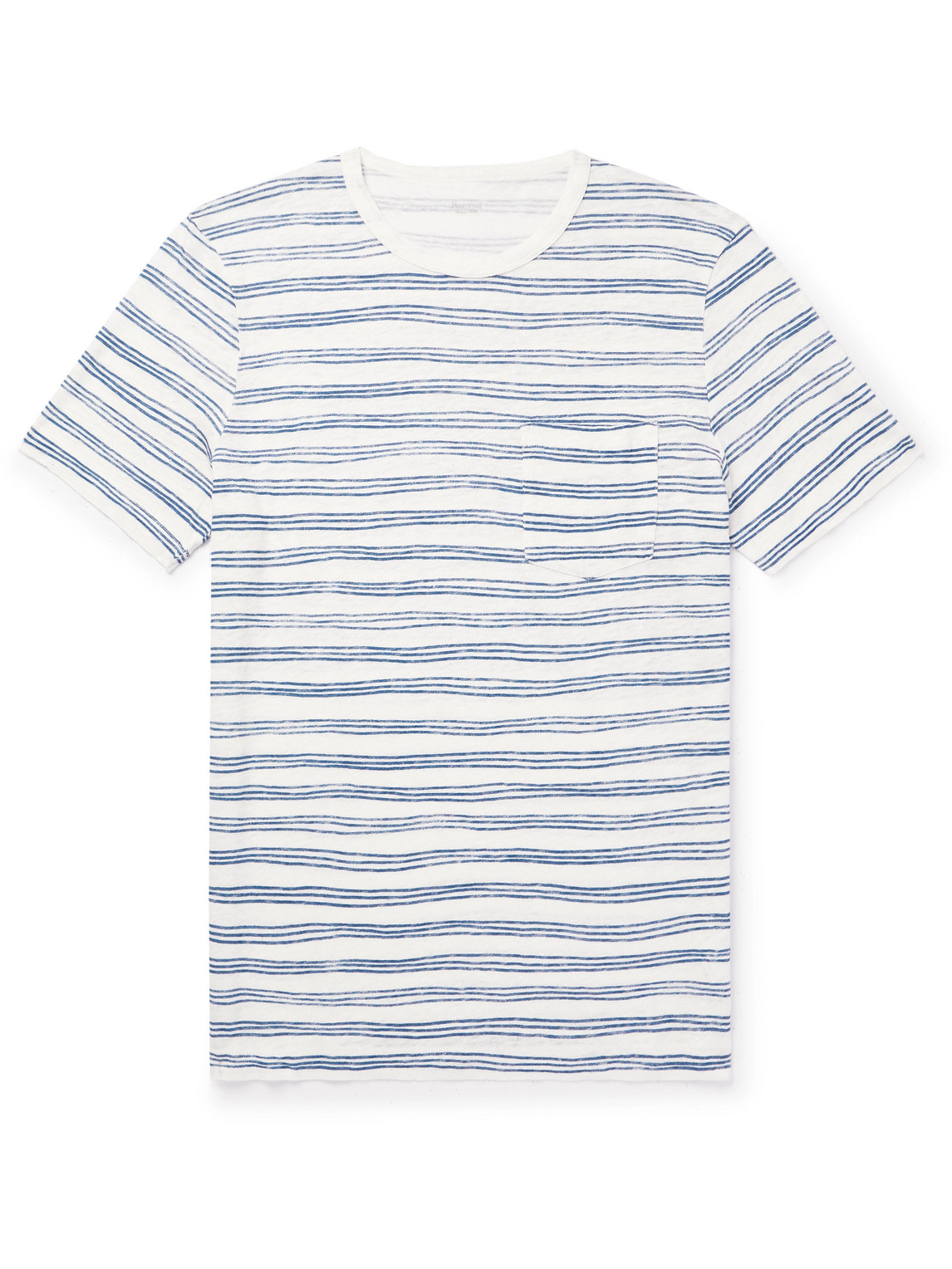 Hartford Slim-fit Striped Linen T-shirt In Blue