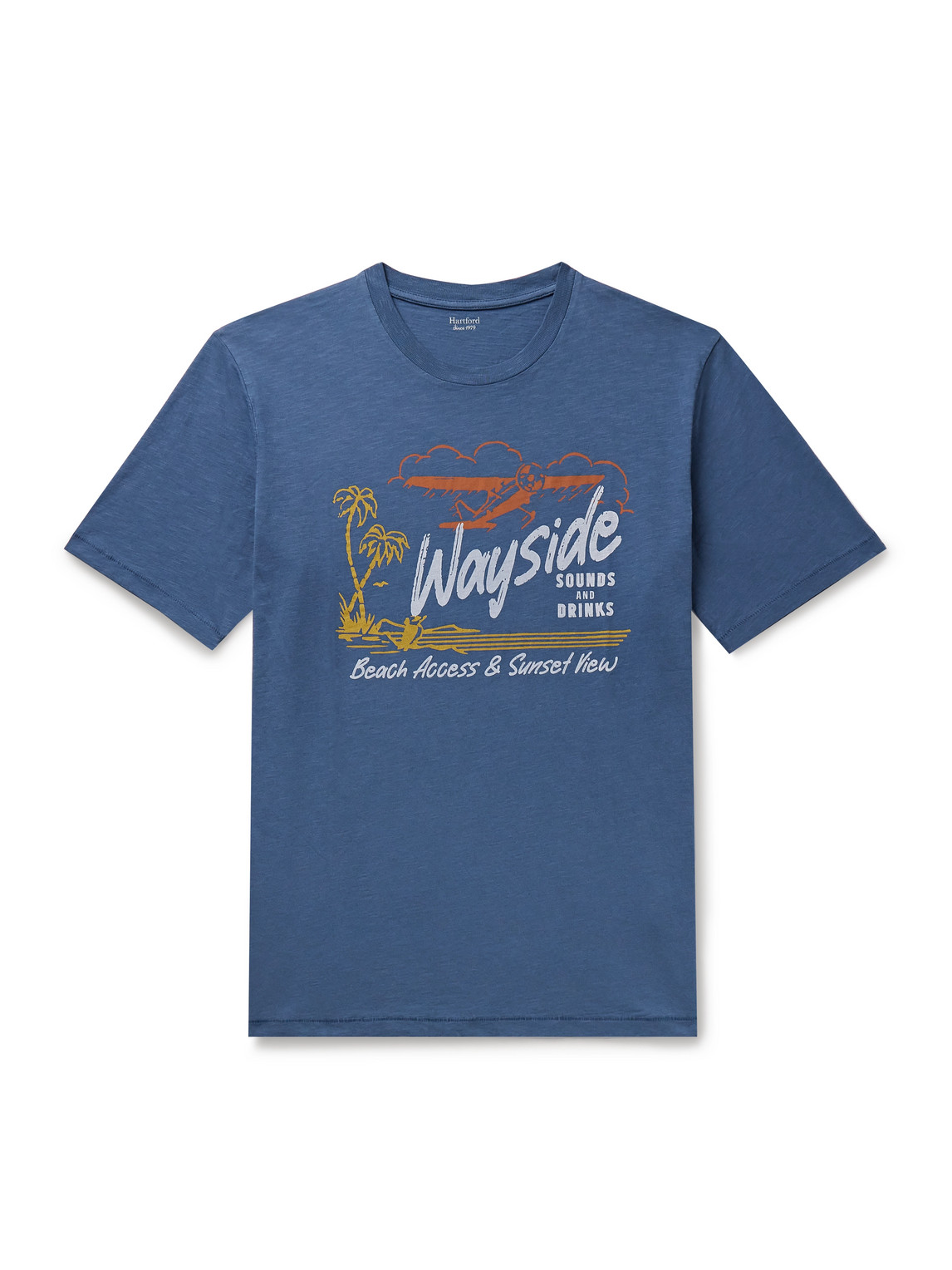 Hartford Wayside Printed Slub Cotton-jersey T-shirt In Blue