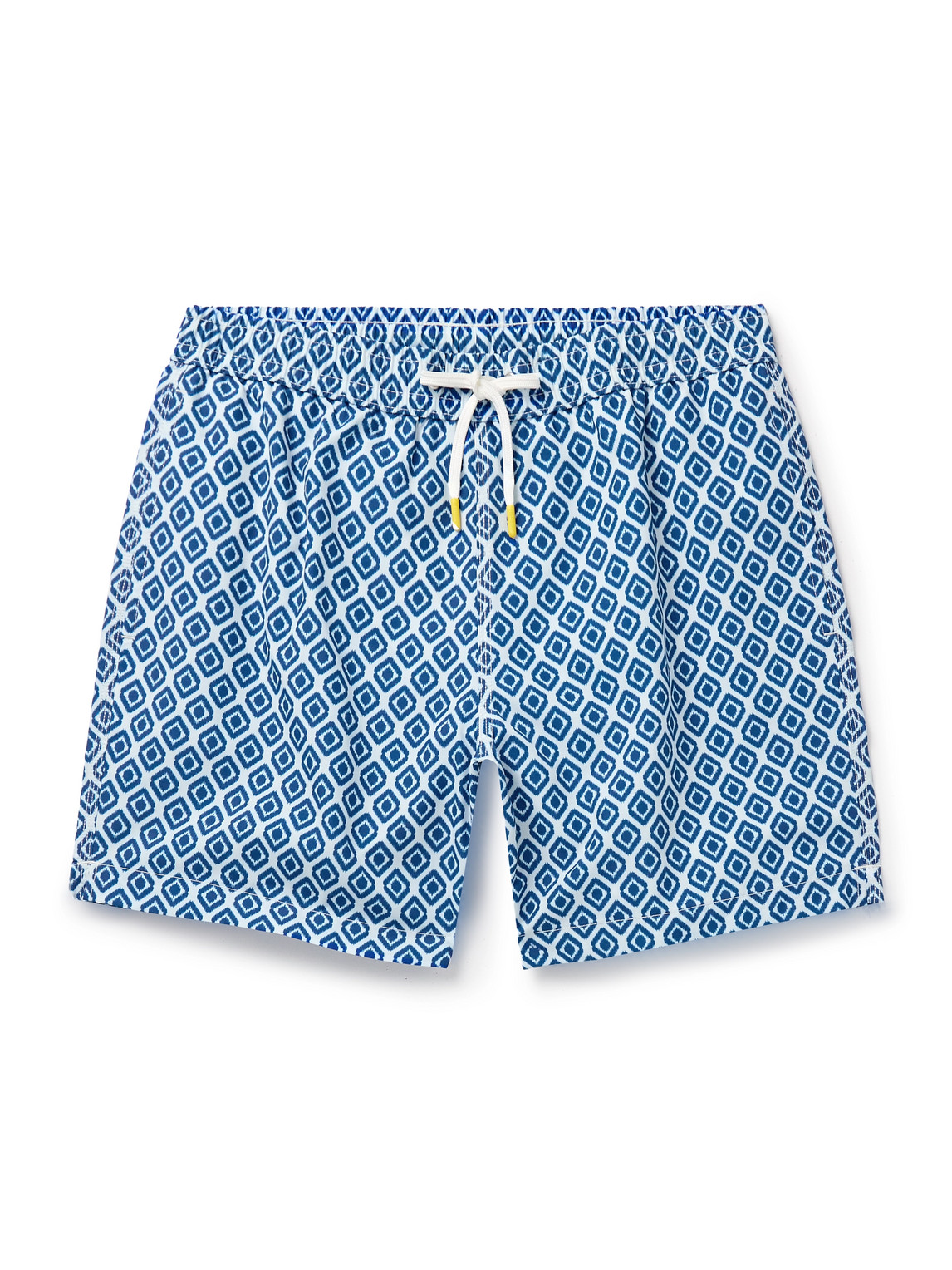 Hartford Straight-leg Mid-length Printed Swim Shorts In Blue