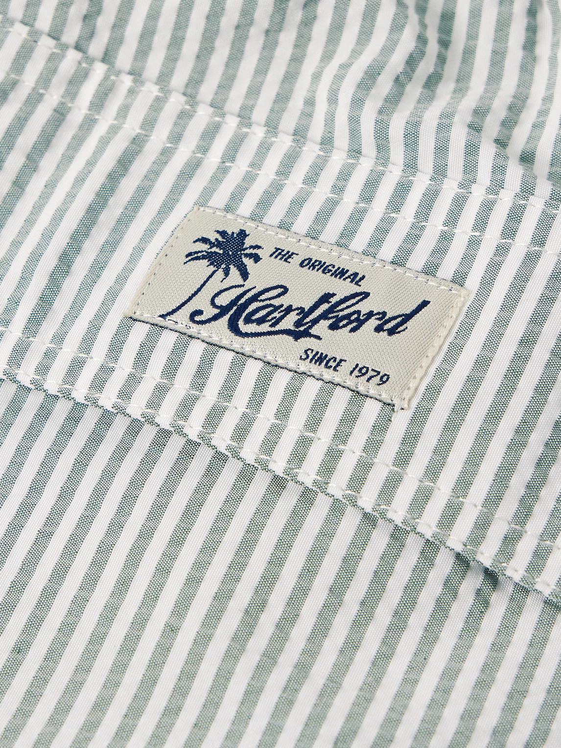 Shop Hartford Straight-leg Mid-length Striped Recycled-seersucker Swim Shorts In White