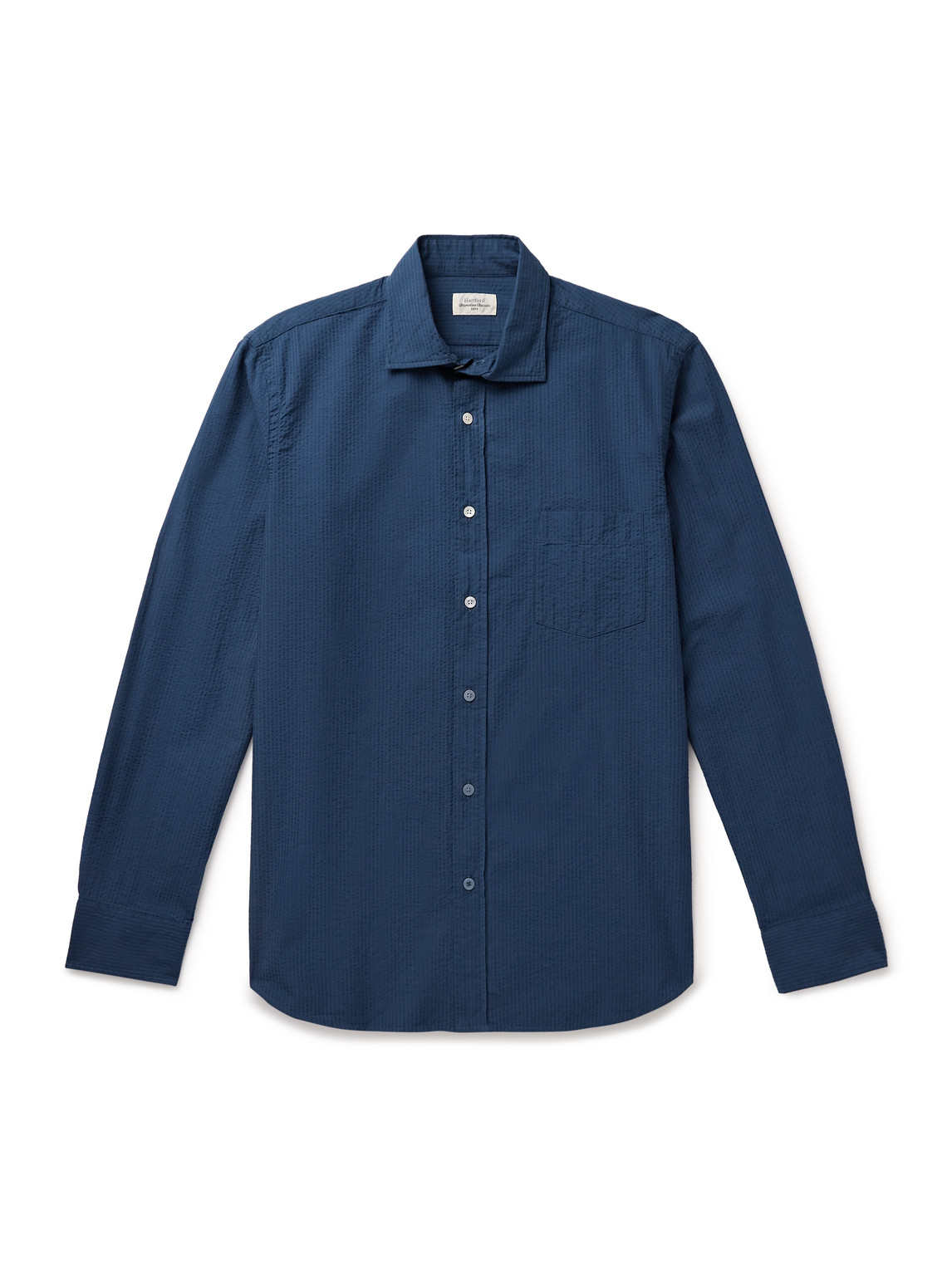 Hartford Paul Cotton-seersucker Shirt In Blue