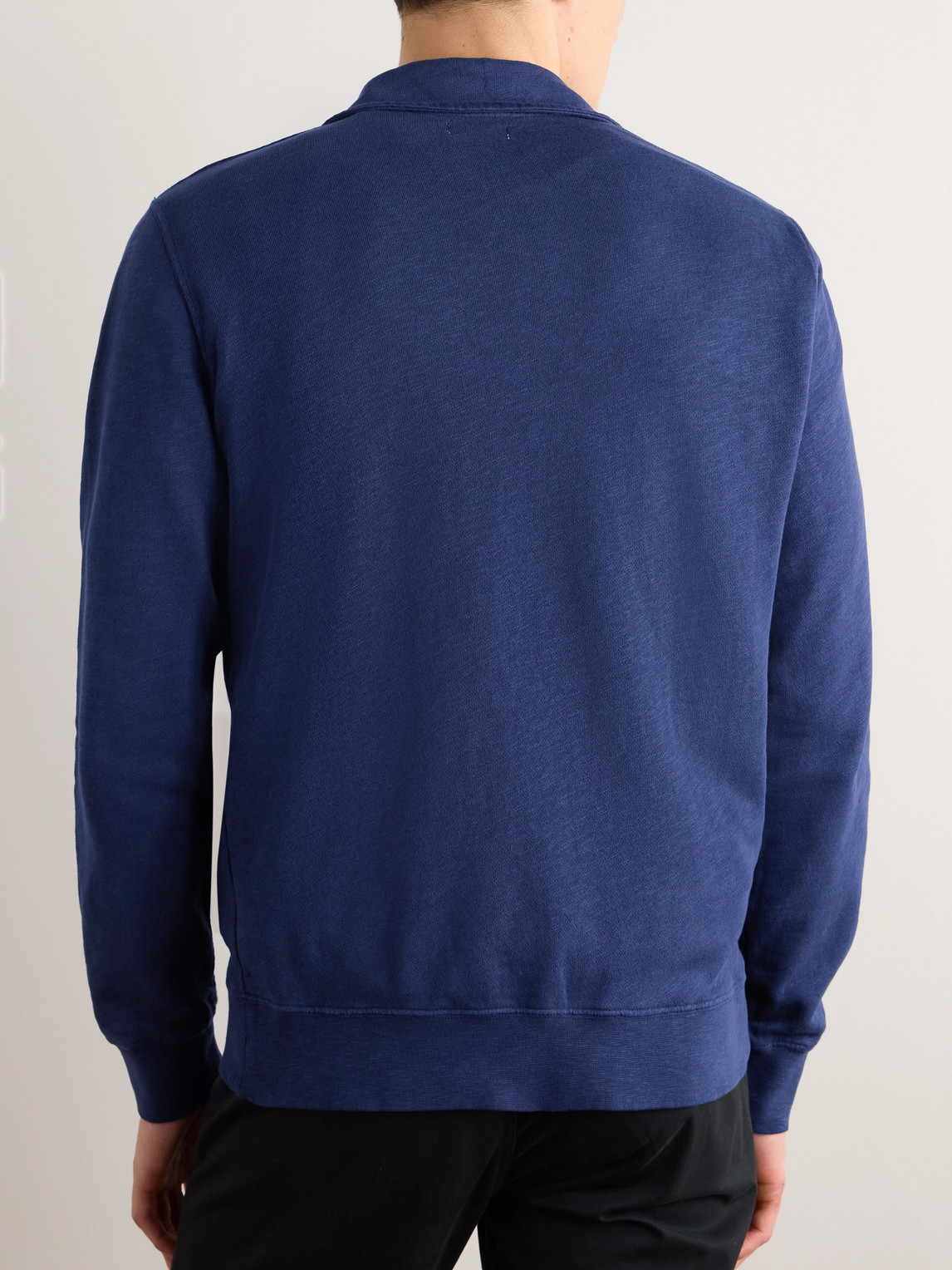 Shop Hartford Cotton-jersey Half-zip Sweatshirt In Blue