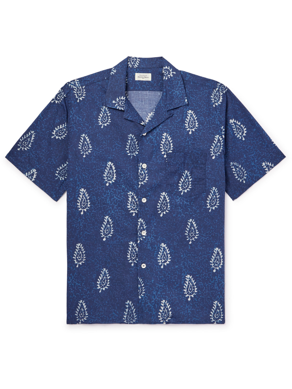 Hartford Convertible-collar Printed Cotton Shirt In Blue