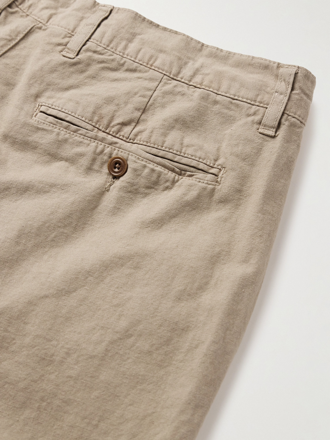 Shop Hartford Tyron Slim-fit Straight-leg Cotton And Linen-blend Trousers In Neutrals