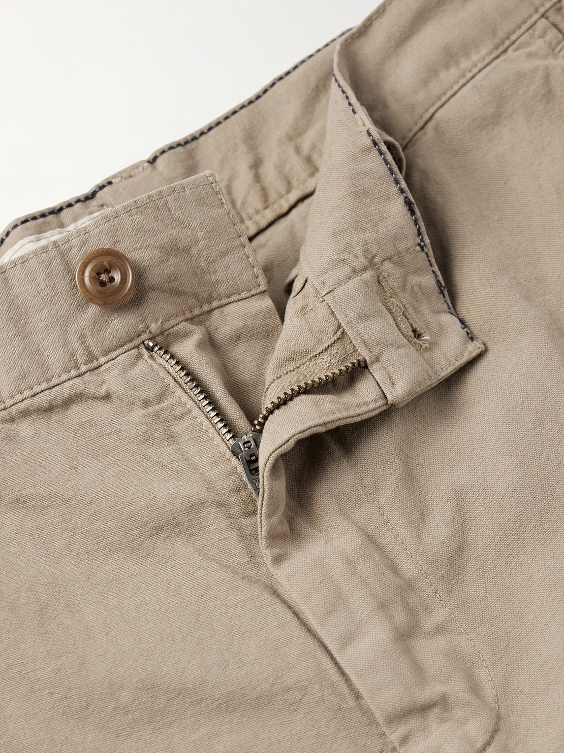 Shop Hartford Tyron Slim-fit Straight-leg Cotton And Linen-blend Trousers In Neutrals