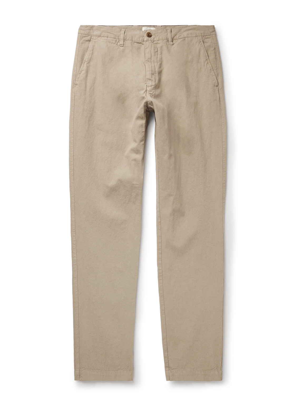 Hartford Tyron Slim-fit Straight-leg Cotton And Linen-blend Trousers In Neutrals