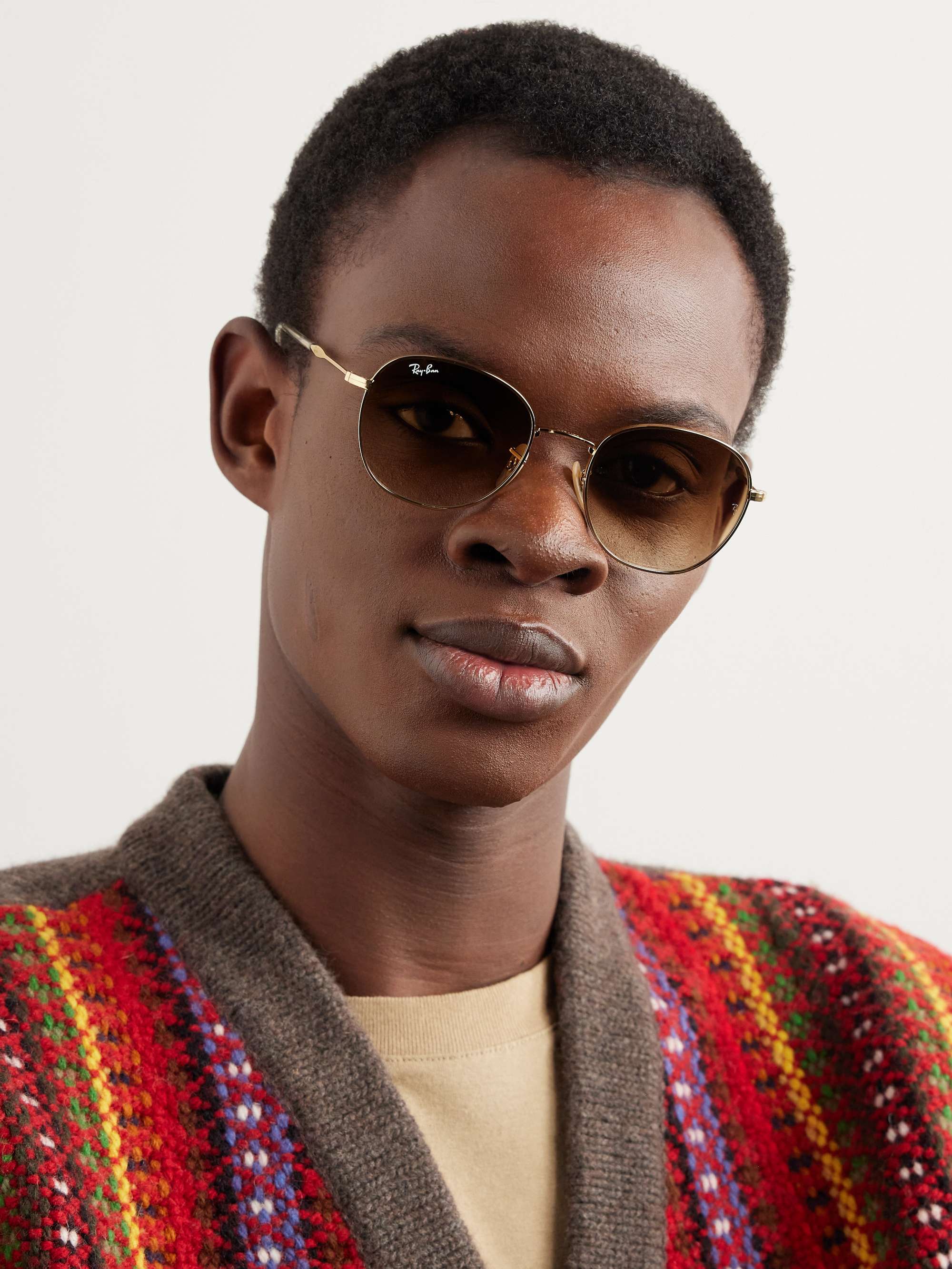 RAY-BAN Round-Frame Gold-Tone Sunglasses for Men | MR PORTER