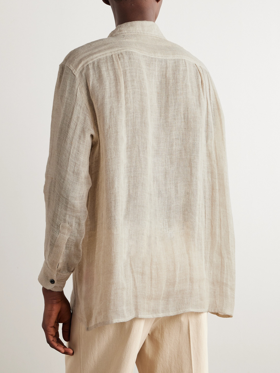 Shop Monitaly 50's Milano Linen-gauze Shirt In White