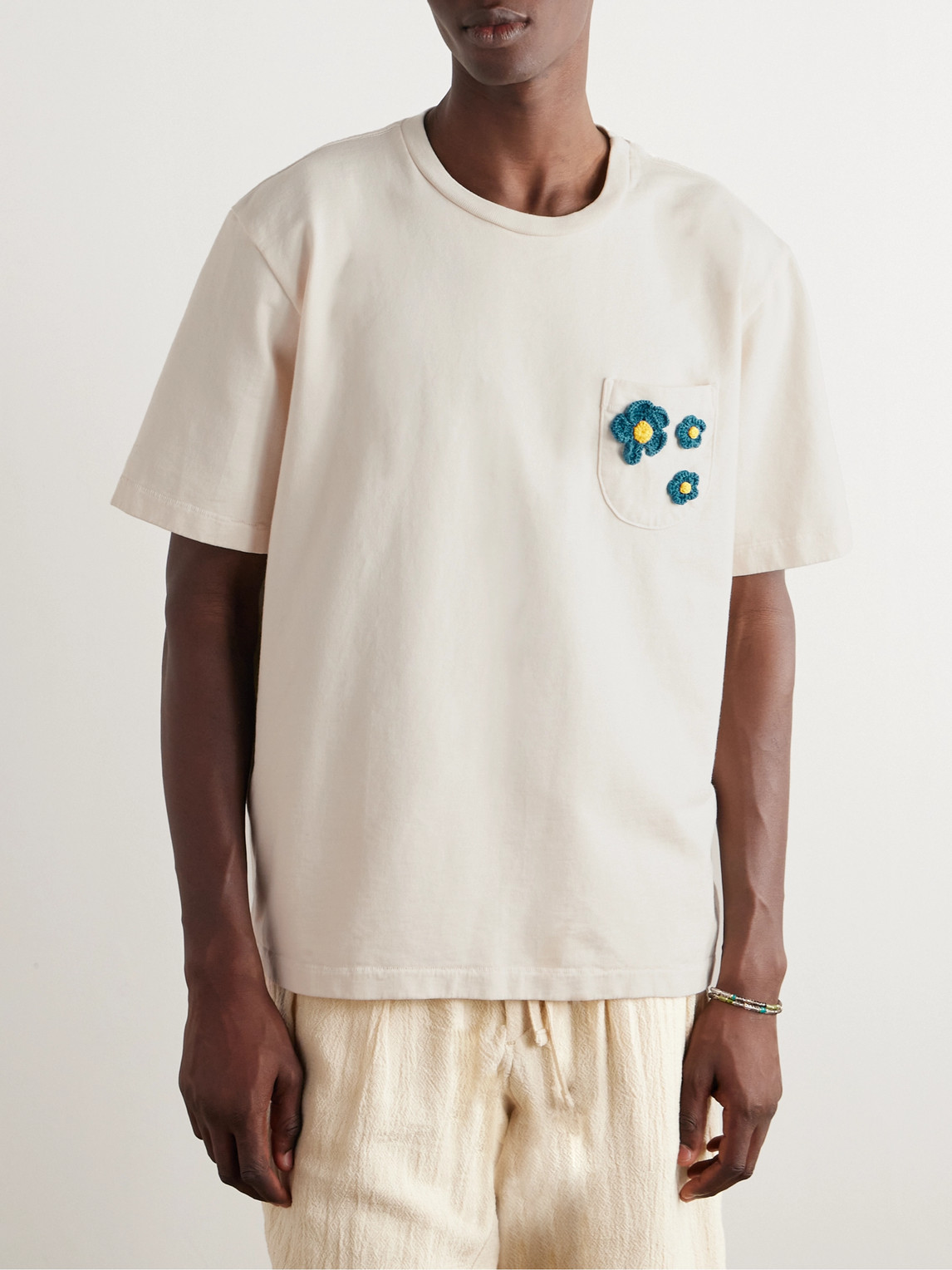 MONITALY CROCHET-TRIMMED COTTON-JERSEY T-SHIRT