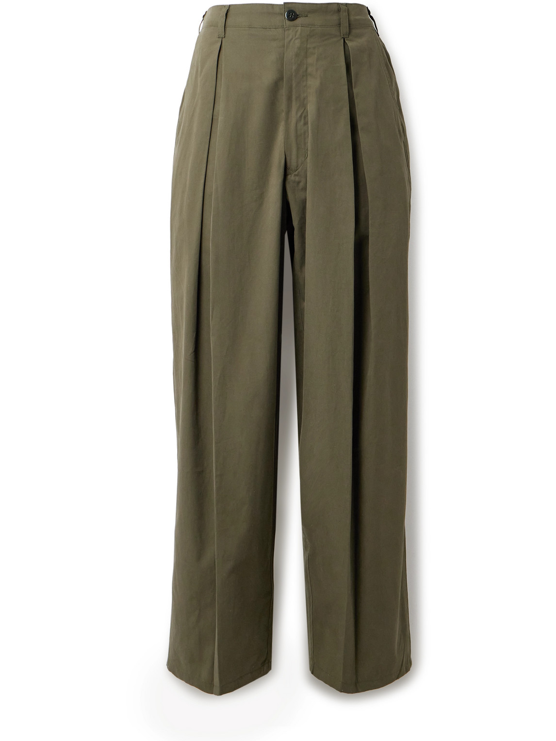 Ekusy Wide-Leg Cropped Pleated Cotton Trousers