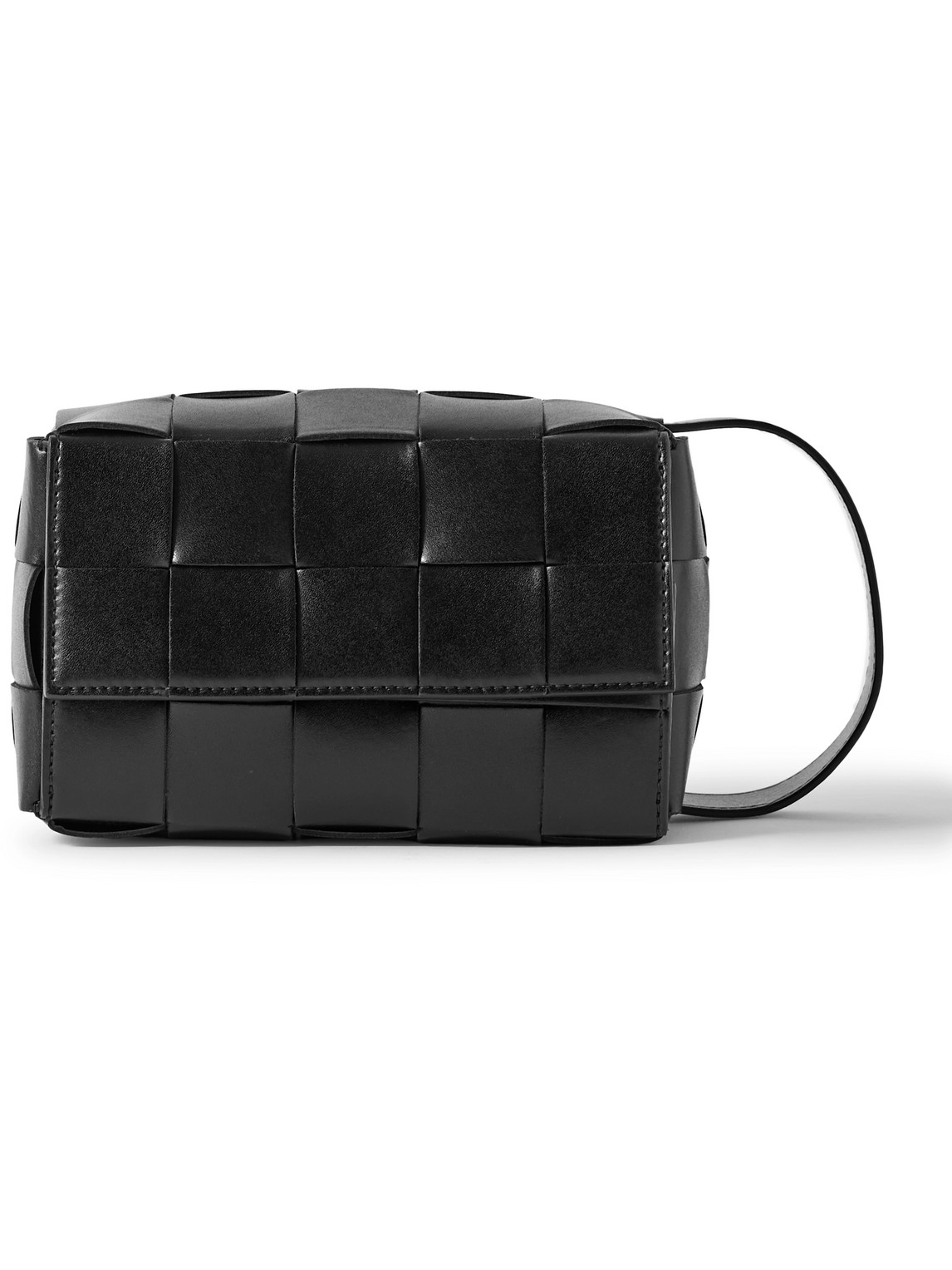 Bottega Veneta Intrecciato Leather Wash Bag In Black