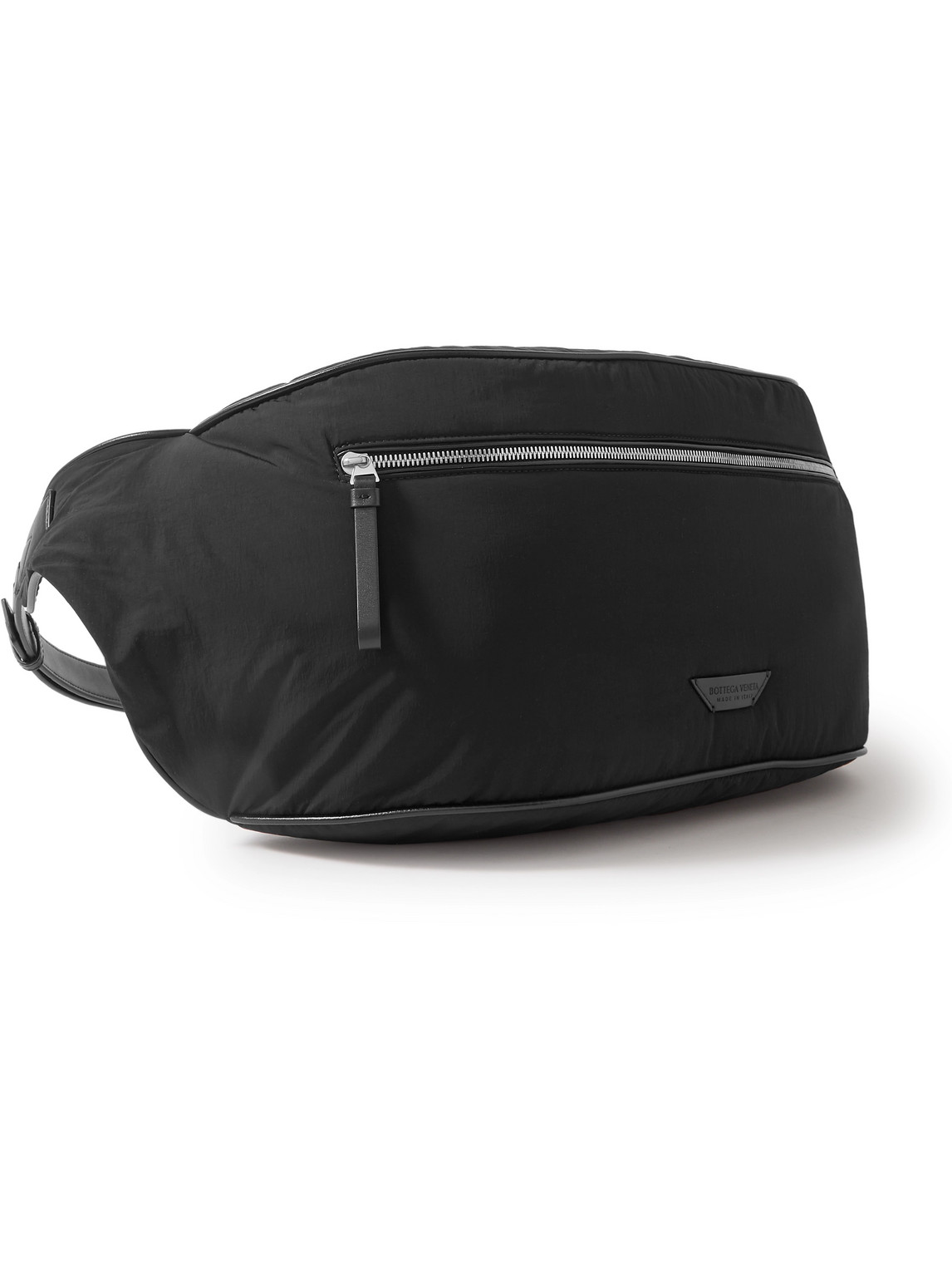 Bottega Veneta Leather-trimmed Paper Nylon Belt Bag In Black
