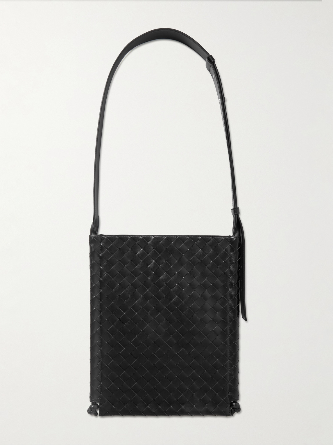 Shop Bottega Veneta Intrecciato Leather Messenger Bag In Black