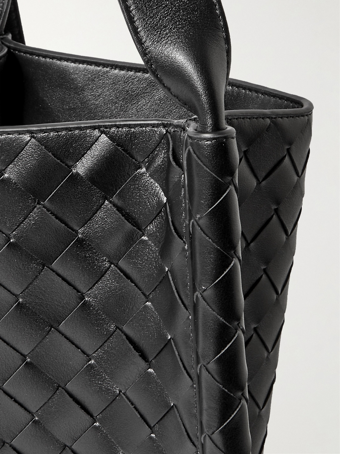 Shop Bottega Veneta Intrecciato Leather Messenger Bag In Black