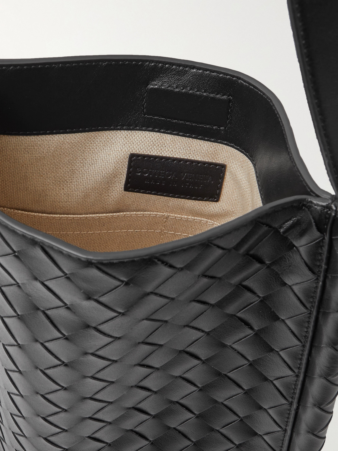 Shop Bottega Veneta Intrecciato Leather Messenger Bag In Black