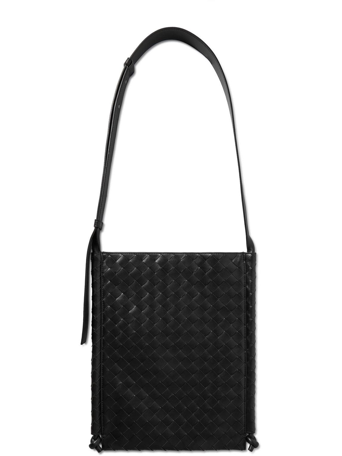 Bottega Veneta Intrecciato Leather Messenger Bag In Black