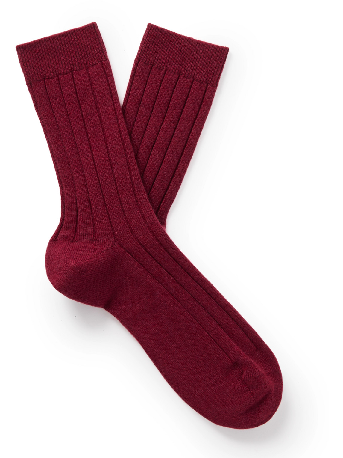 Johnstons Of Elgin Ribbed Cashmere-blend Socks In Red