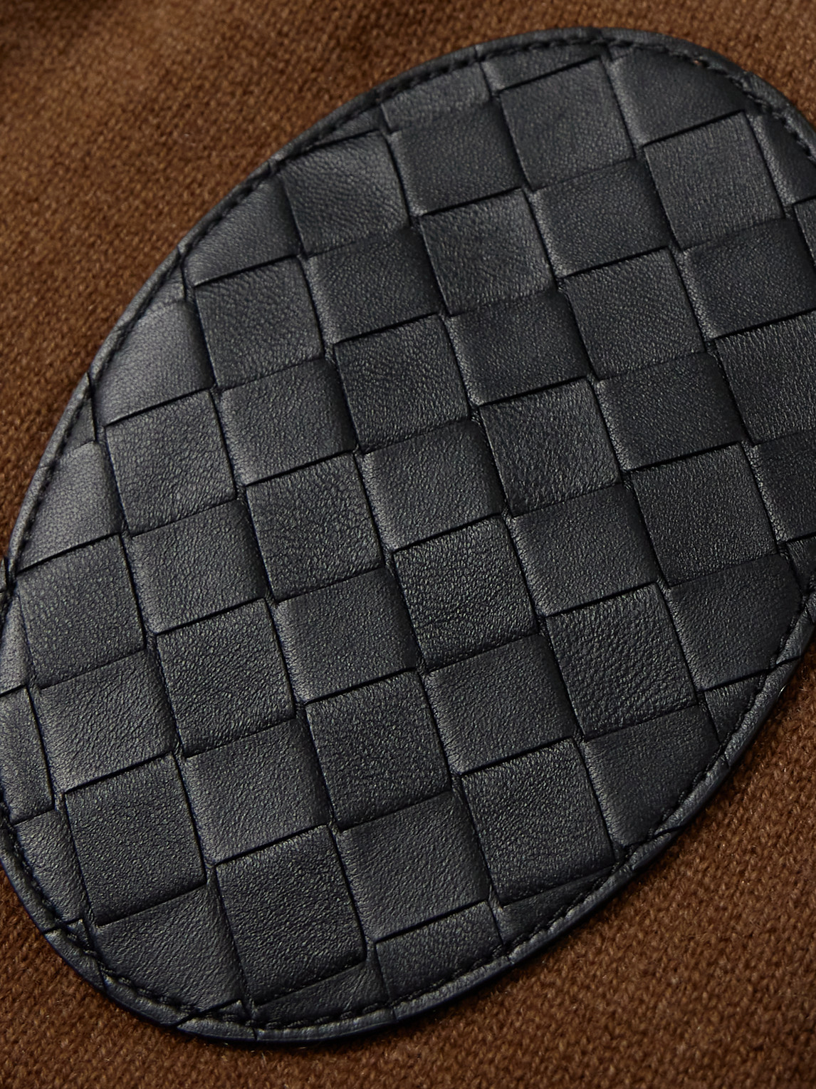 Intrecciato Leather-Trimmed Cashmere-Blend Cardigan