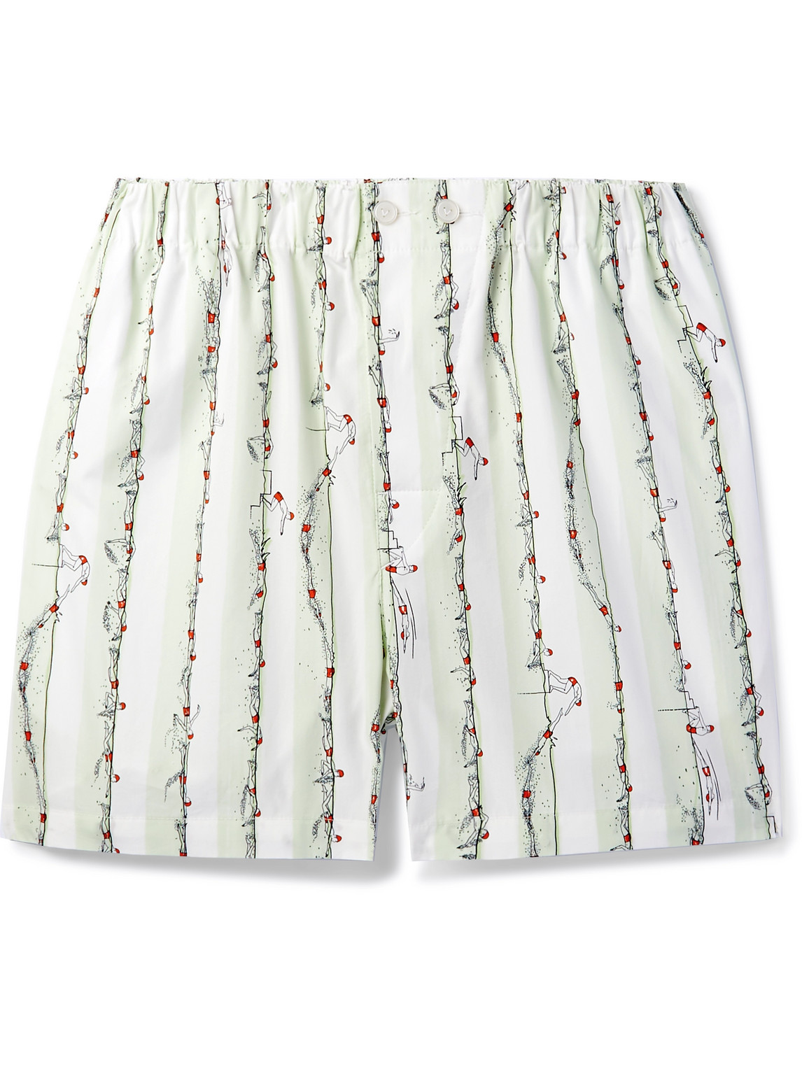 Bottega Veneta Green Shorts With All-over Divers Print In Polyamide Man In Green