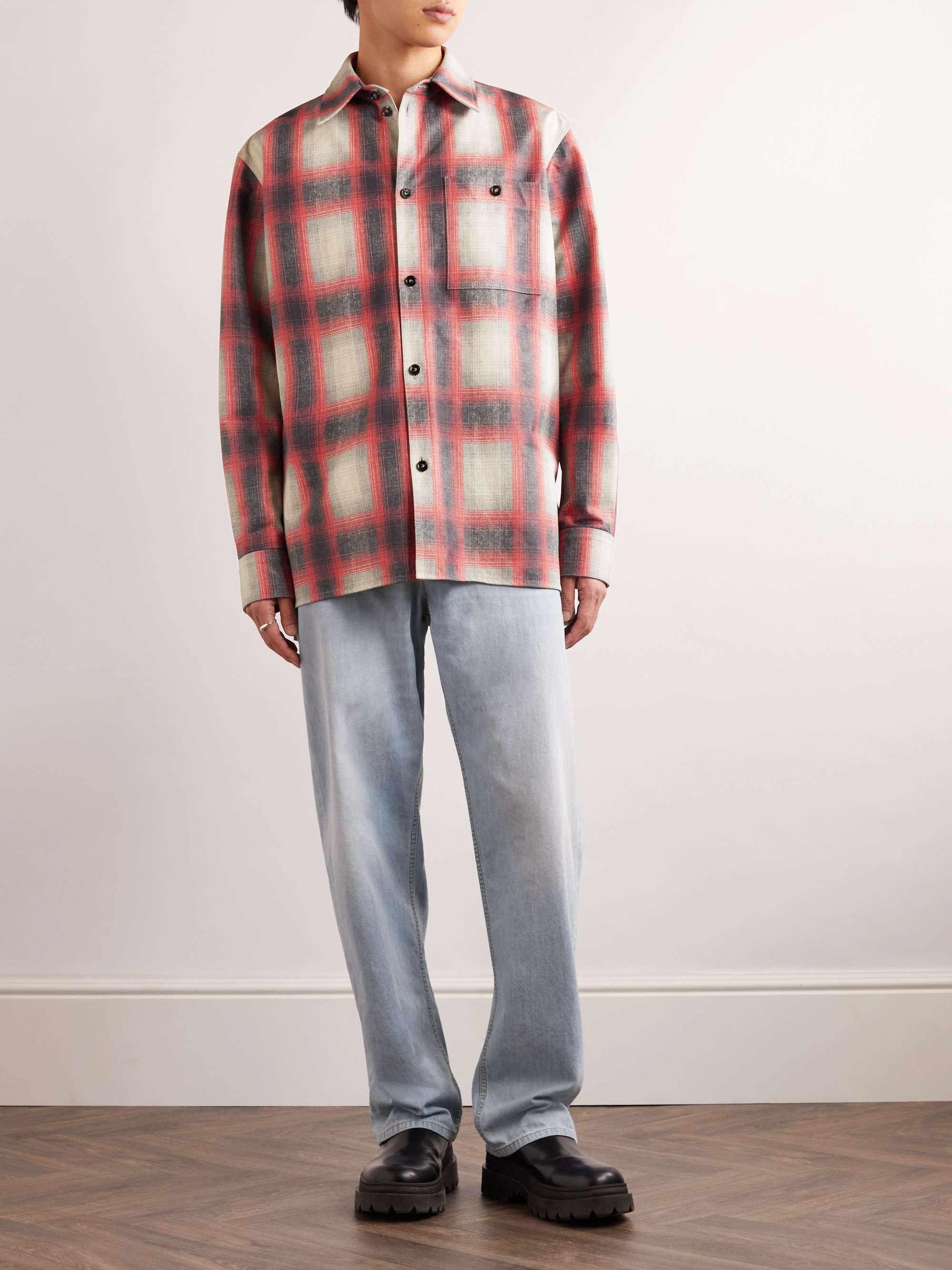 BOTTEGA VENETA Checked Nubuck Shirt for Men | MR PORTER