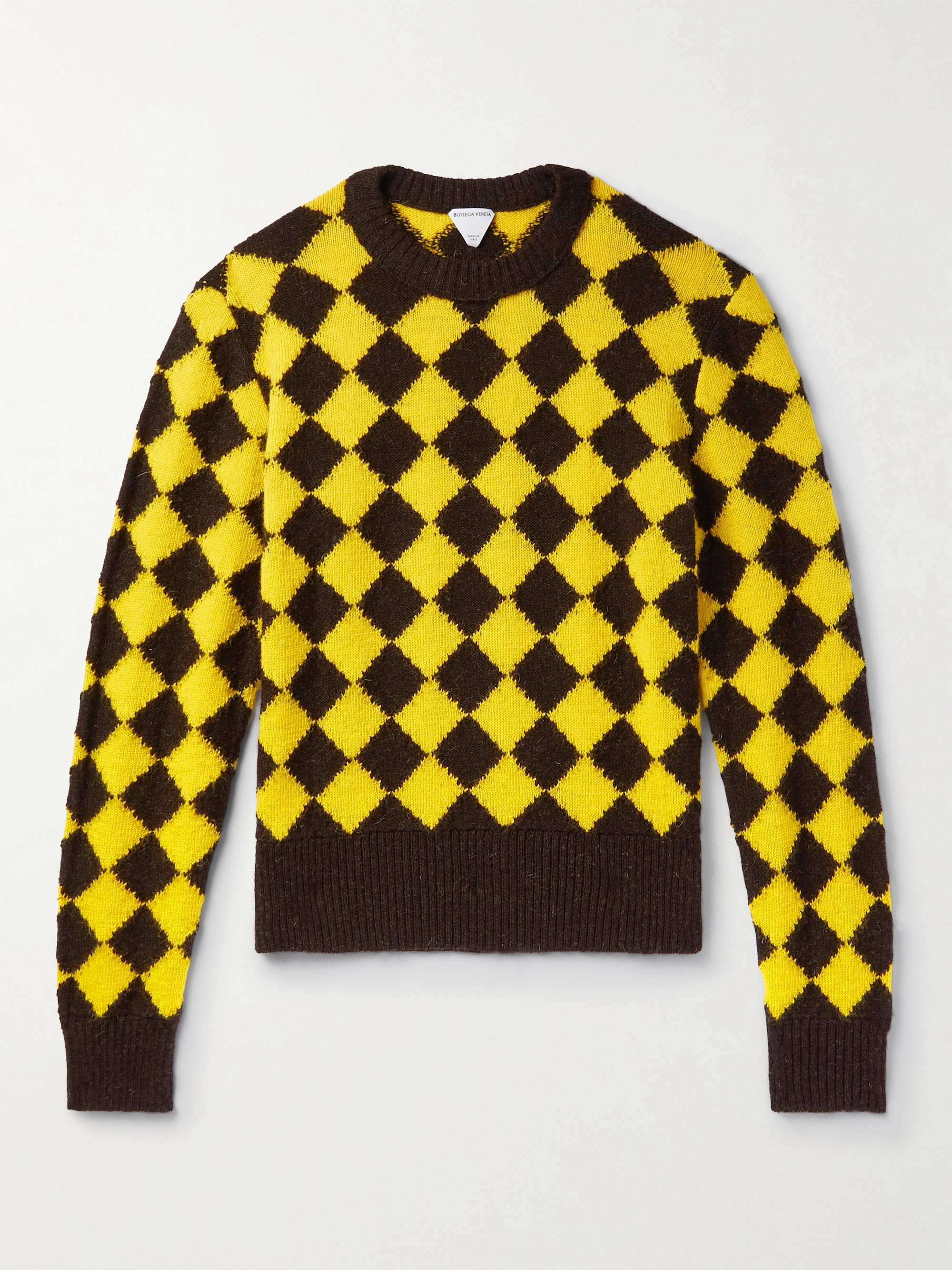 BOTTEGA VENETA Logo-Appliquéd Argyle Intarsia Wool Sweater for Men | MR ...