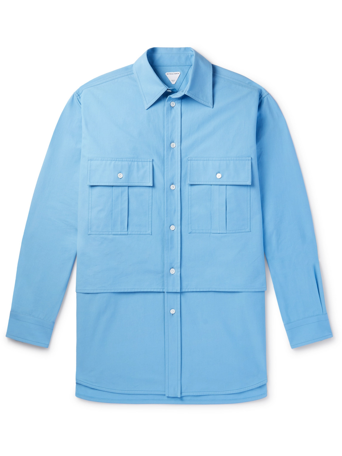 Bottega Veneta Layered Cotton-canvas Shirt In Blue