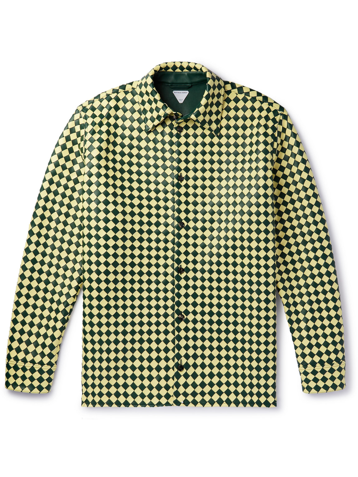 Bottega Veneta Two-tone Intrecciato Leather Shirt In Green