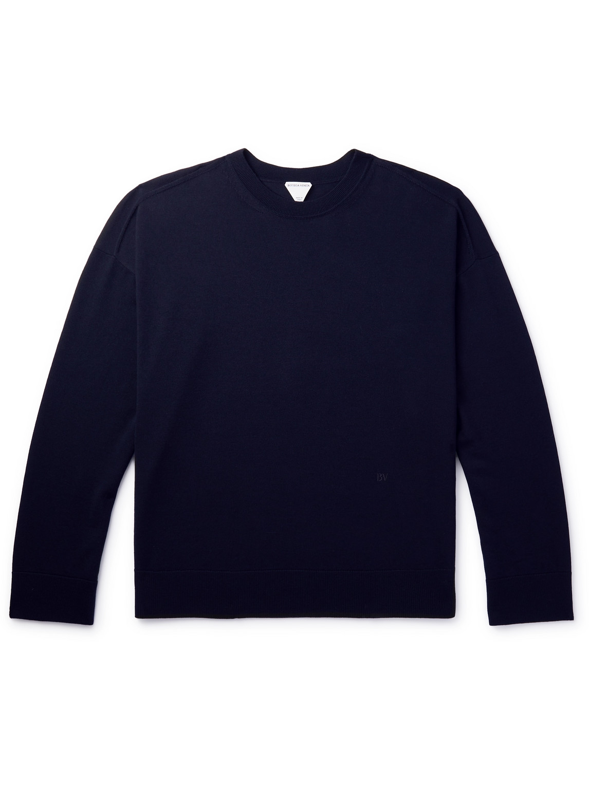 Bottega Veneta Logo-embroidered Wool Sweater In Blue