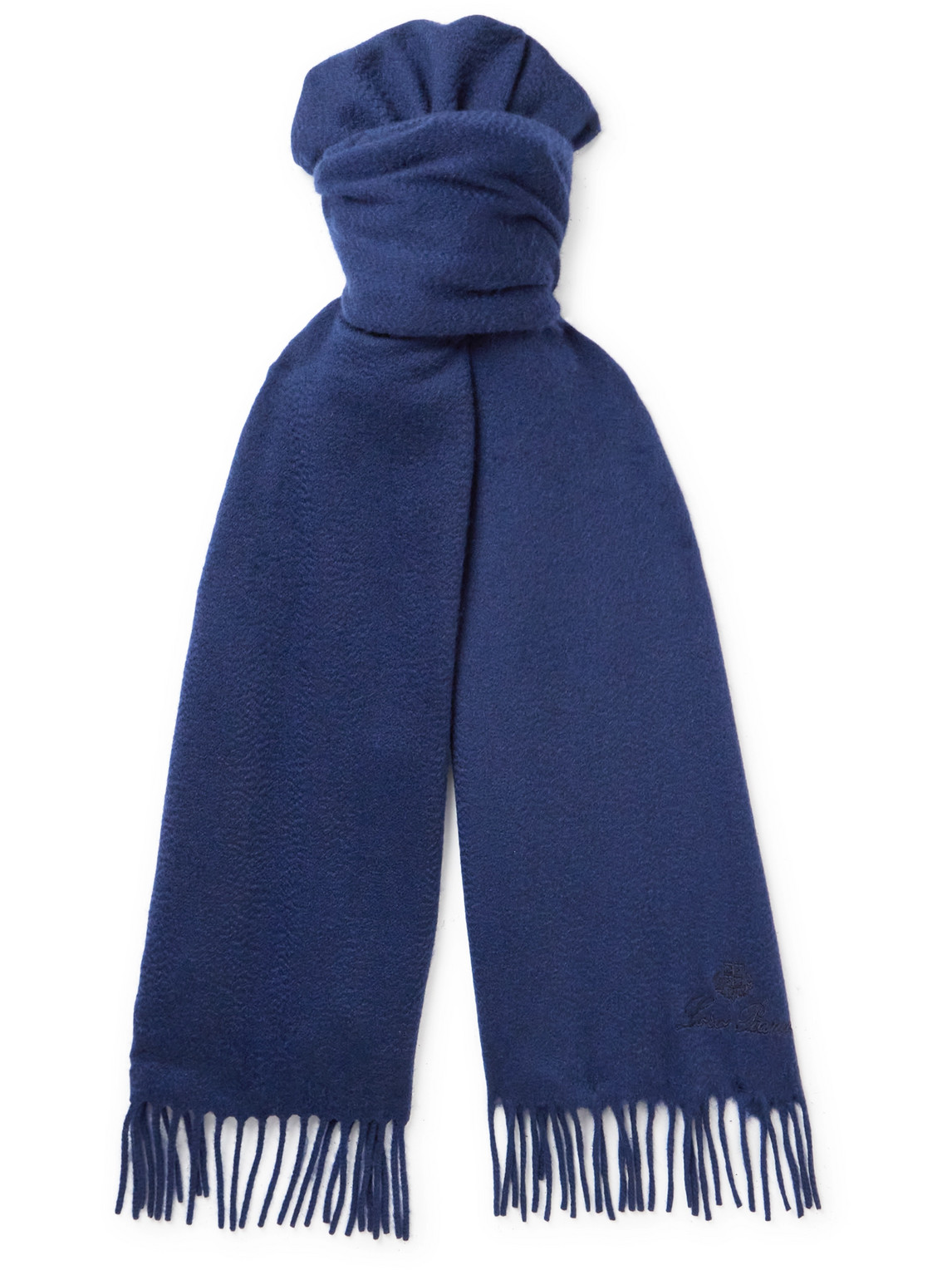 Loro Piana Fringed Cashmere Scarf In Blue