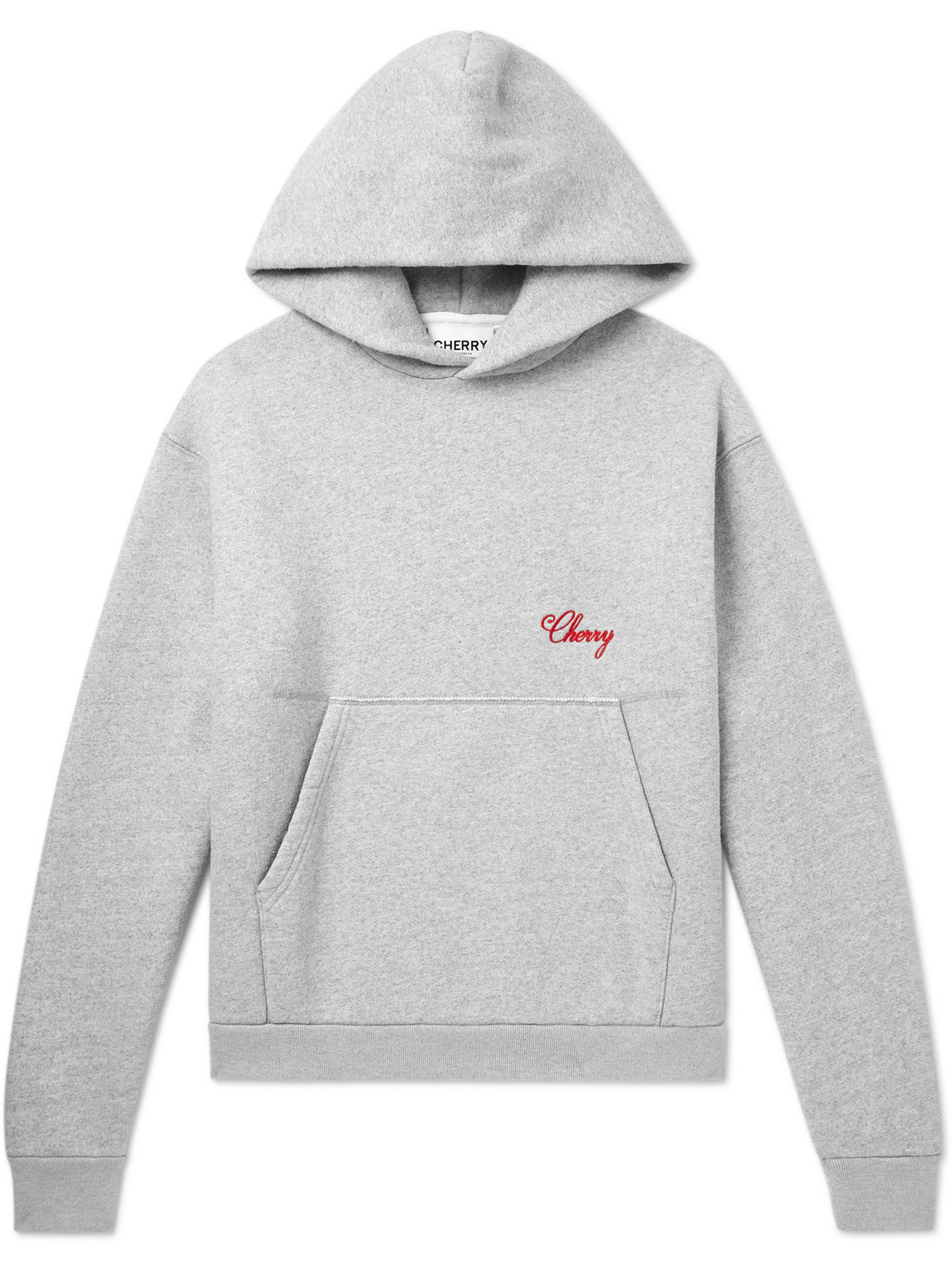 Cherry Los Angeles Logo-embroidered Cotton-blend Jersey Hoodie In Grey