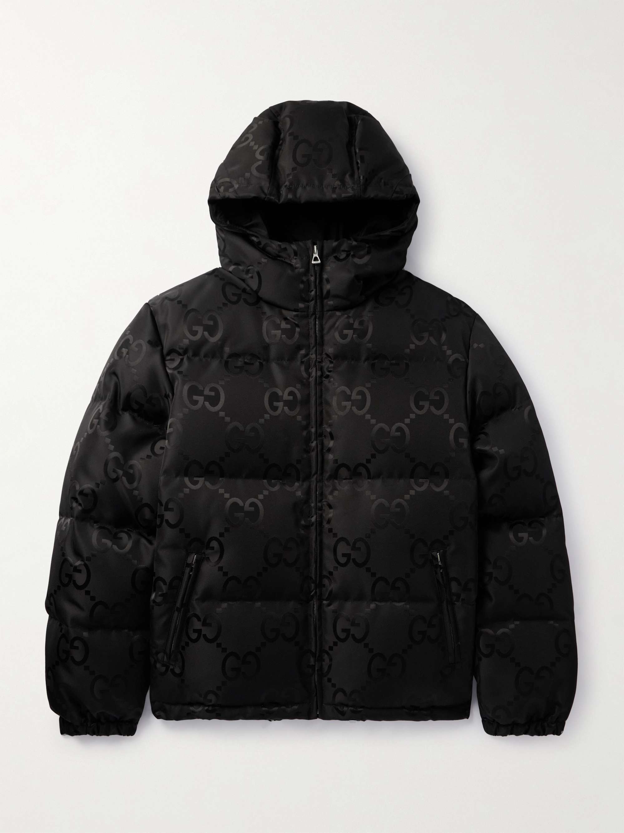 GUCCI Quilted Logo-Jacquard Shell Hooded Down Jacket for Men | MR PORTER