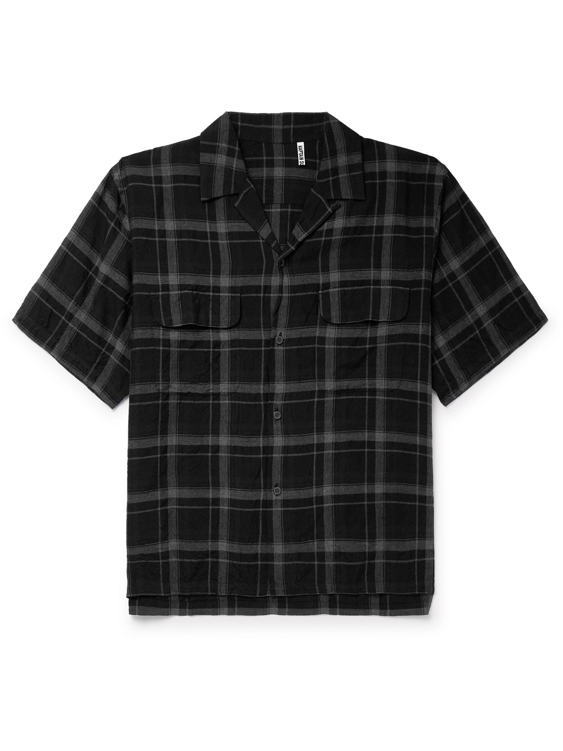 Kaptain Sunshine Camp-collar Checked Woven Shirt In Black