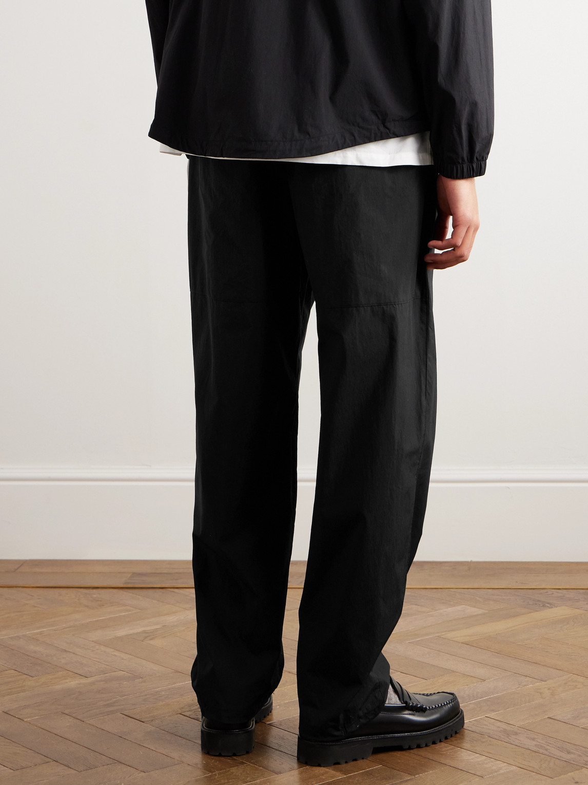 Shop Kaptain Sunshine Wide-leg Cotton-blend Track Pants In Black