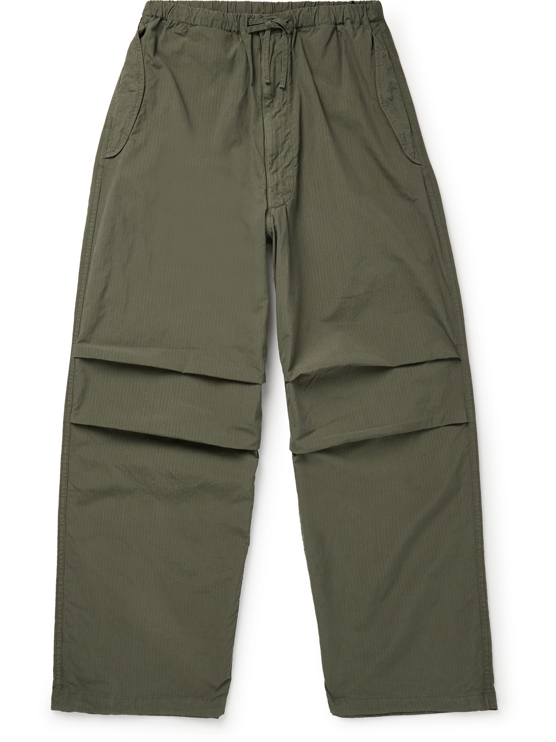 Over Easy Wide-Leg Garment-Dyed Cotton-Ripstop Drawstring Trousers