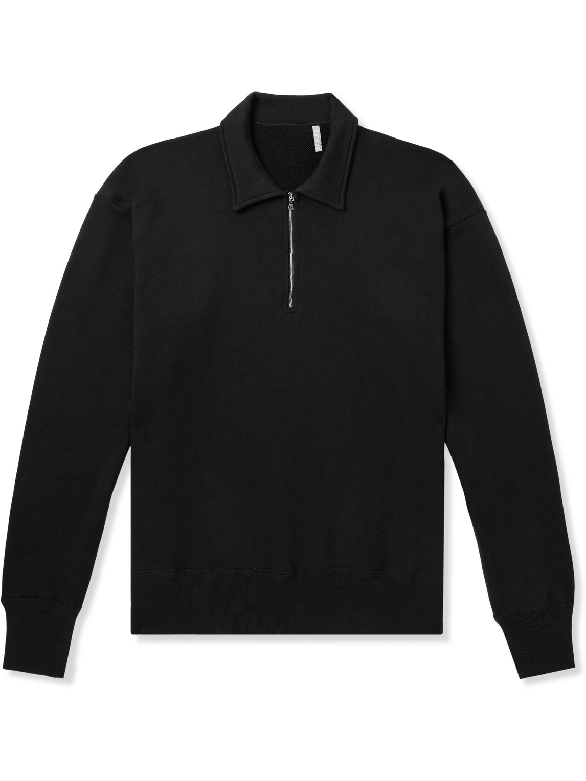Kaptain Sunshine Suvin Cotton-jersey Half-zip Sweater In Black