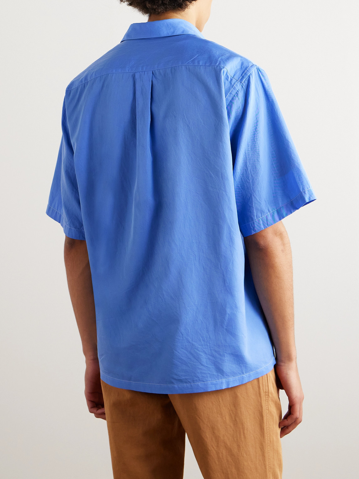 Shop Kaptain Sunshine Cotton And Silk-blend Shirt In Blue