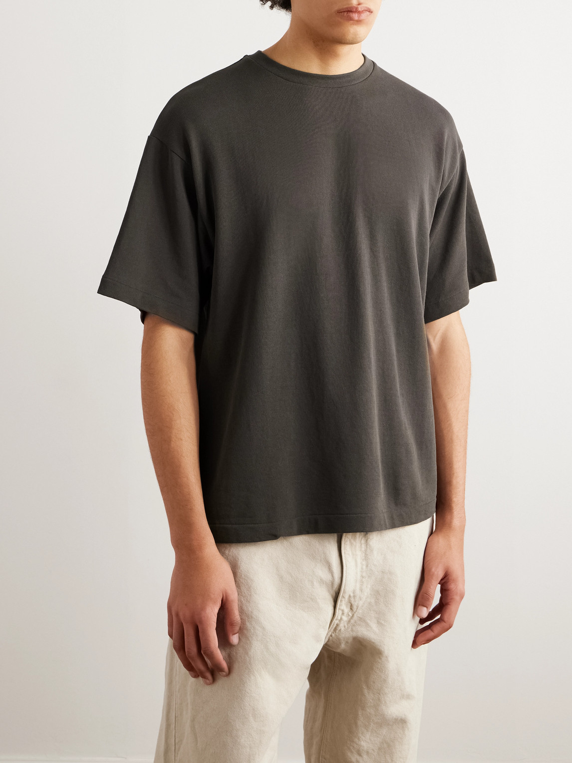 Shop Kaptain Sunshine Suvin Tenjiku Cotton-jersey T-shirt In Gray