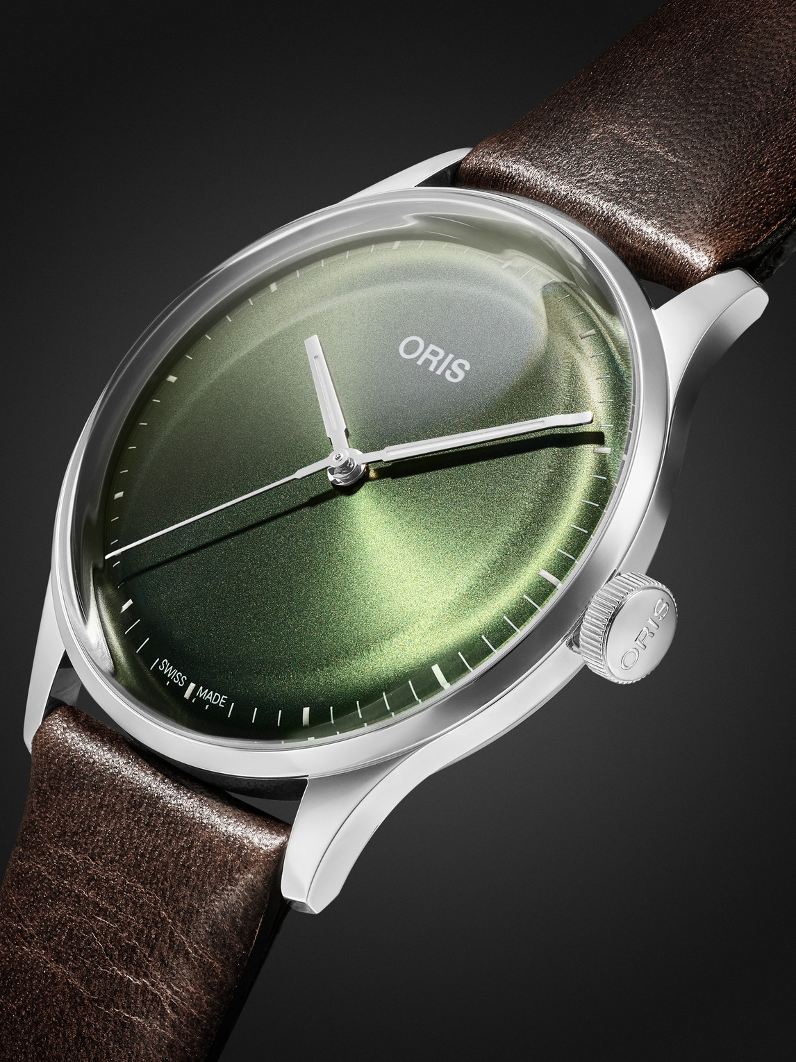 Shop Oris Artelier S Automatic 38mm Stainless Steel And Leather Watch, Ref. No. 01 733 7762 4057-07 5 20 70fc In Green