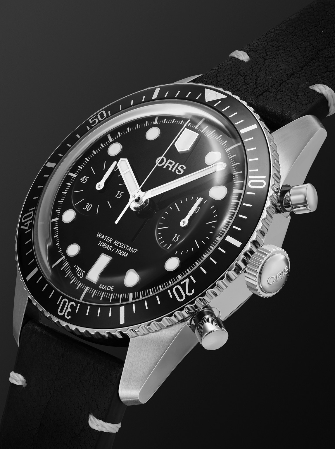  Oris - Divers Sixty-five Automatic Chronograph 40mm Stainless Steel And Leather Watch, Ref. No. 01 771 7791 4054-07 6 20 01 - Men - Black 