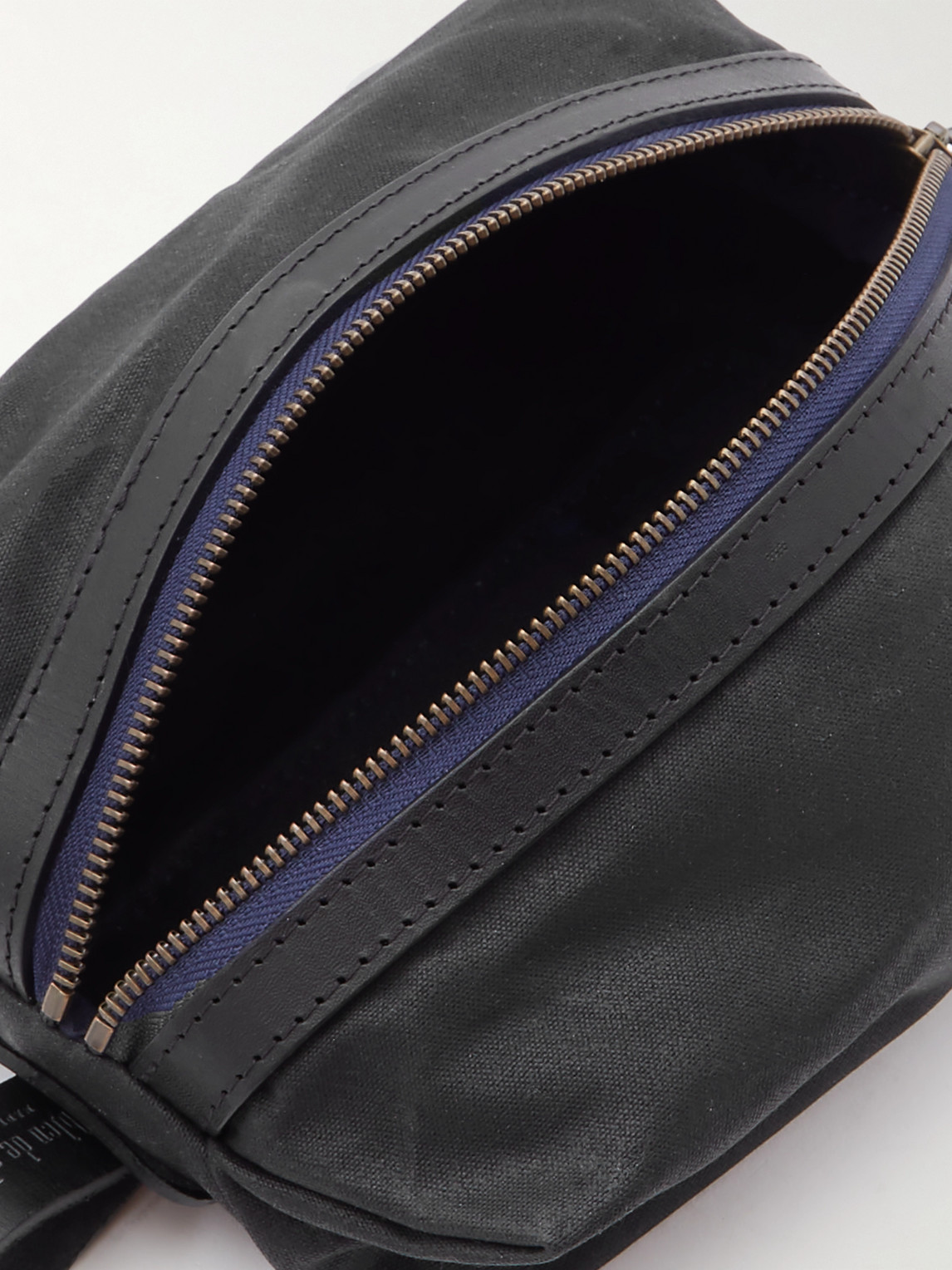 Shop Bleu De Chauffe Zazou Leather-trimmed Waxed-canvas Wash Bag In Black