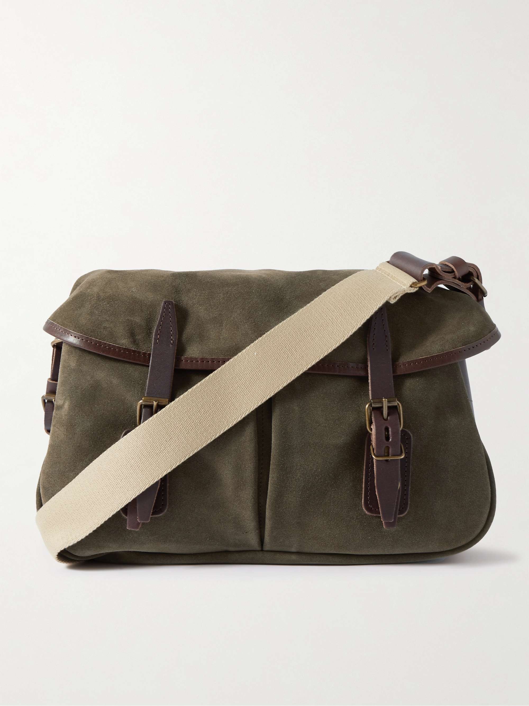 BLEU DE CHAUFFE Musettes Leather-Trimmed Suede Messenger Bag for Men ...