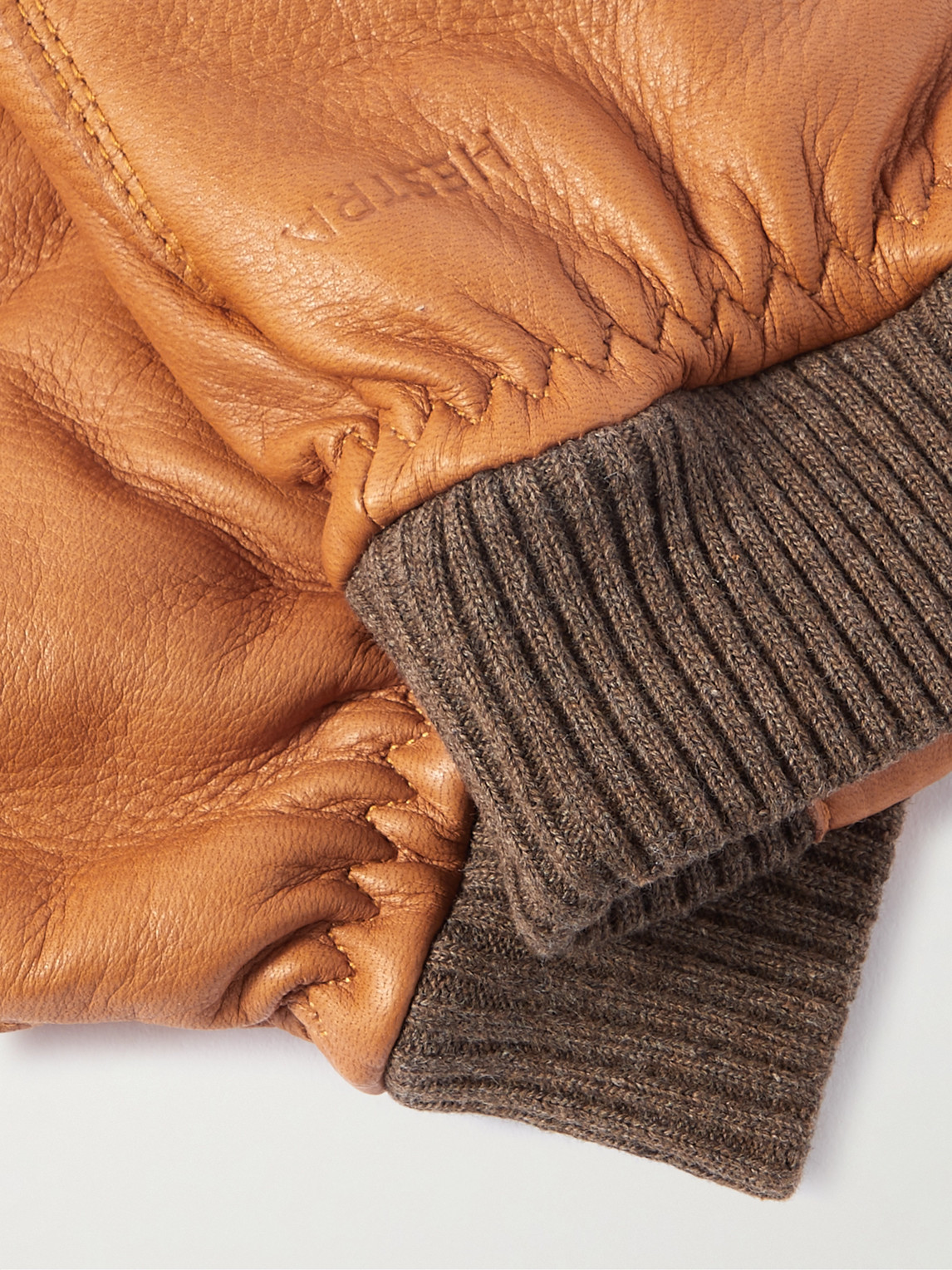 Shop Hestra Tore Fleece-lined Padded Full-grain Leather Gloves In Brown