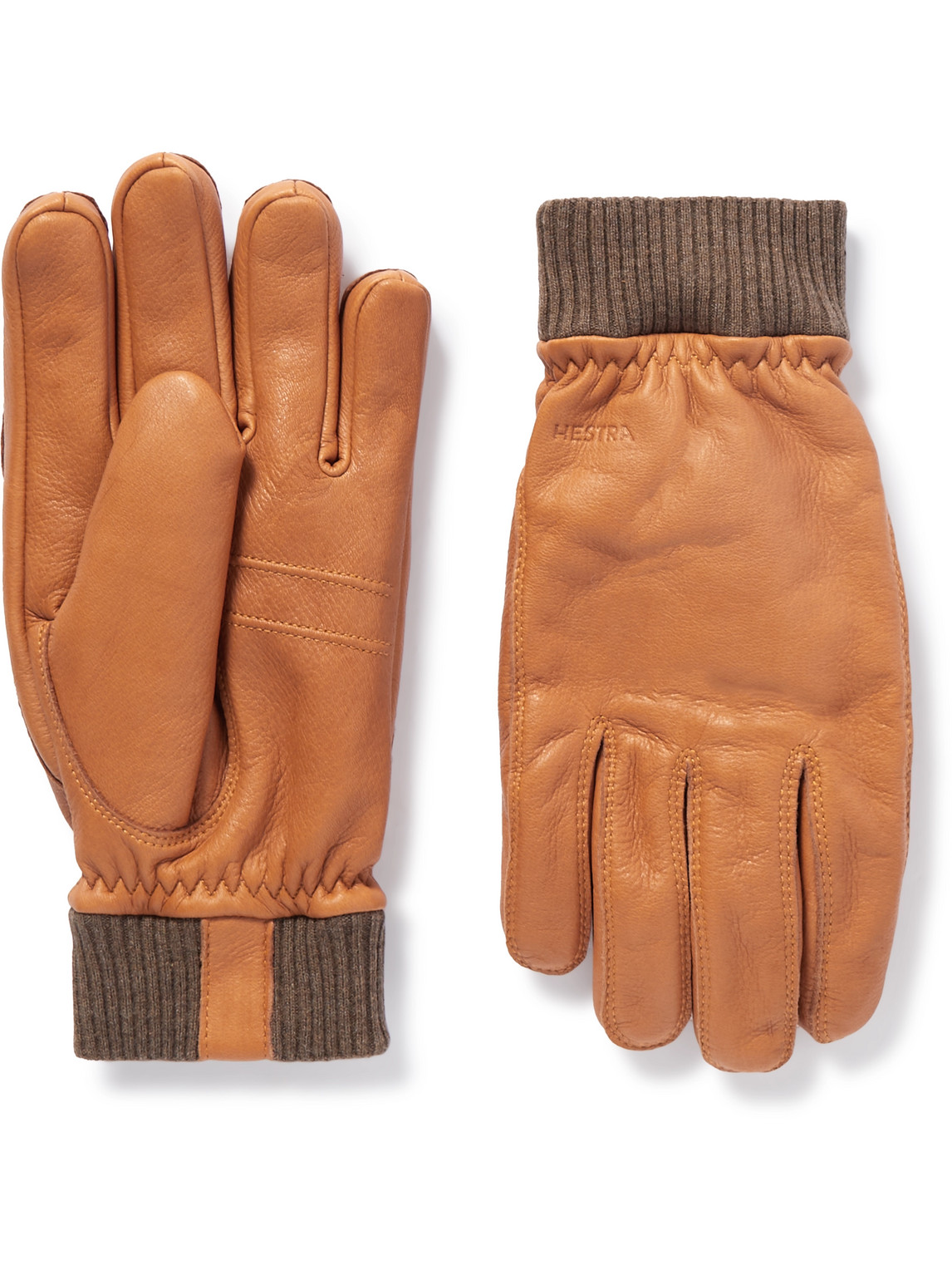 Hestra Tore Fleece-lined Padded Full-grain Leather Gloves In Brown